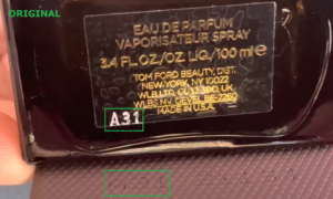 Батч код на оригинале коробки и флакона Tom Ford Tobacco Vanille